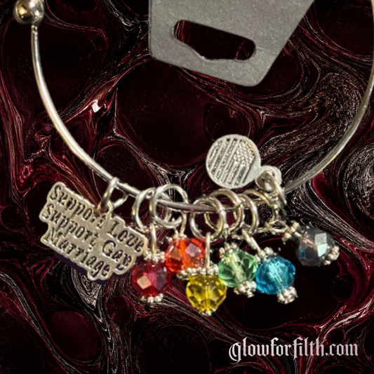 Support Love, Support Gay Marriage Rainbow Bracelet with Crystal Beads – LGBTQ+ Pride Jewelry