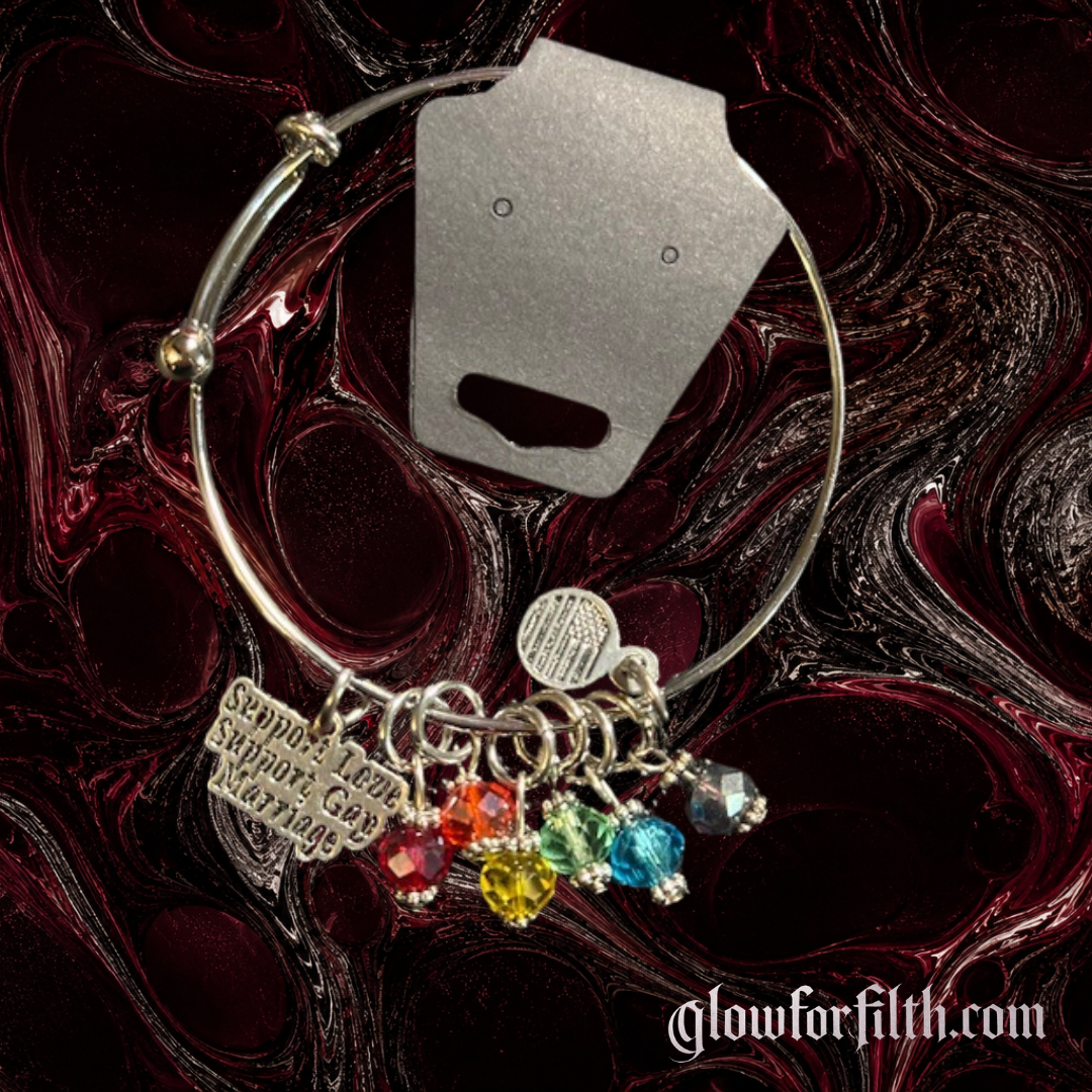 Support Love, Support Gay Marriage Rainbow Bracelet with Crystal Beads – LGBTQ+ Pride Jewelry
