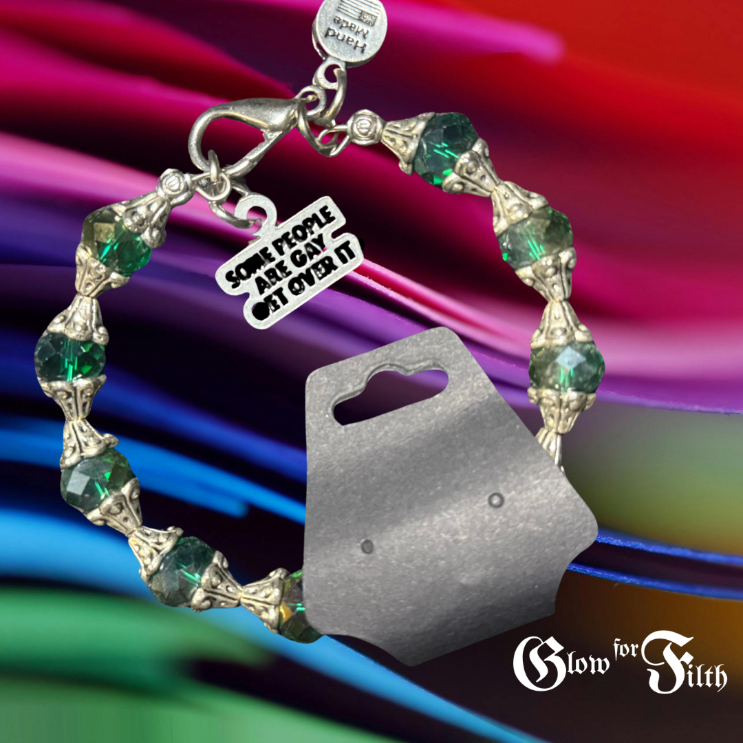 Capped Crystal Bracelet – “Some People Are Gay. Get Over It.” Charm