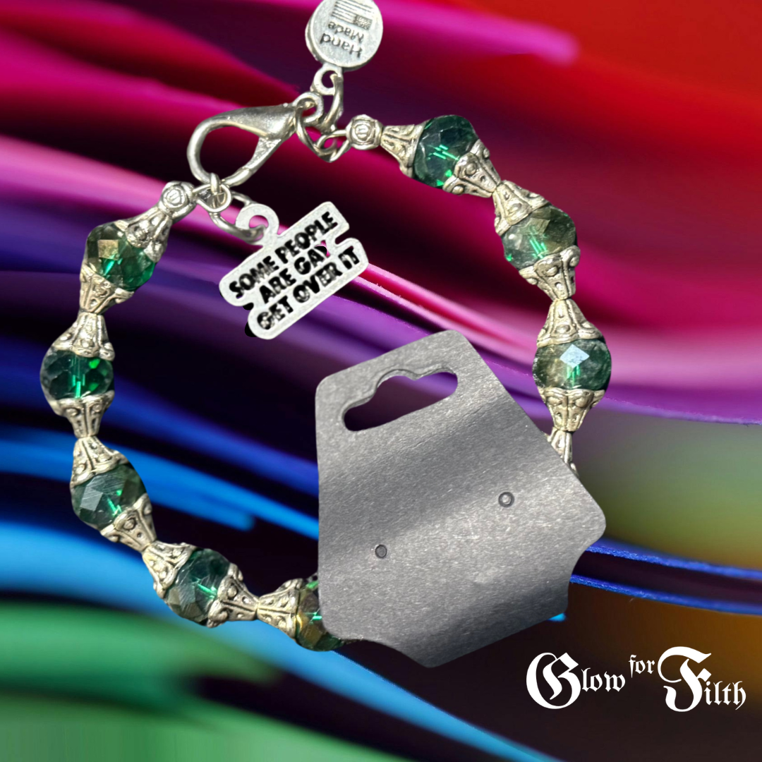 Capped Crystal Bracelet – “Some People Are Gay. Get Over It.” Charm