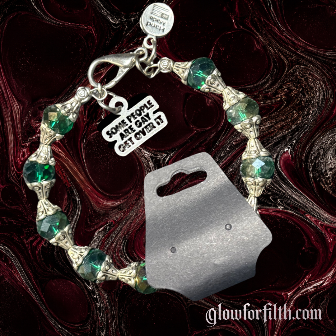 Capped Crystal Bracelet – “Some People Are Gay. Get Over It.” Charm