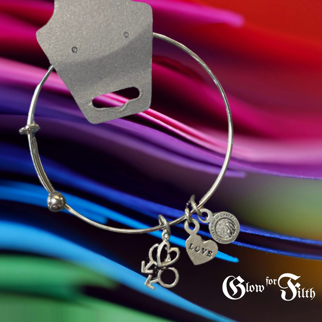 Bear Pride Charm Bracelet – Handmade Pewter LGBTQ+ Bangle