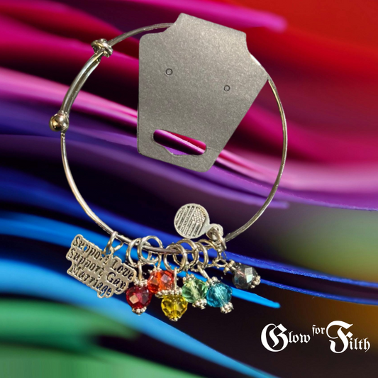 Support Love, Support Gay Marriage Rainbow Bracelet with Crystal Beads – LGBTQ+ Pride Jewelry