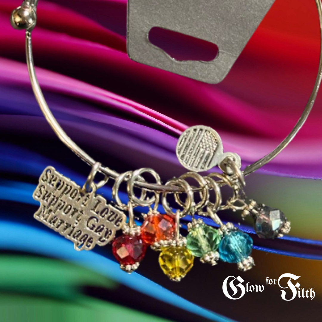 Support Love, Support Gay Marriage Rainbow Bracelet with Crystal Beads – LGBTQ+ Pride Jewelry